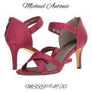 Michael Antonio Dark Pink Magenta Satin Sandals